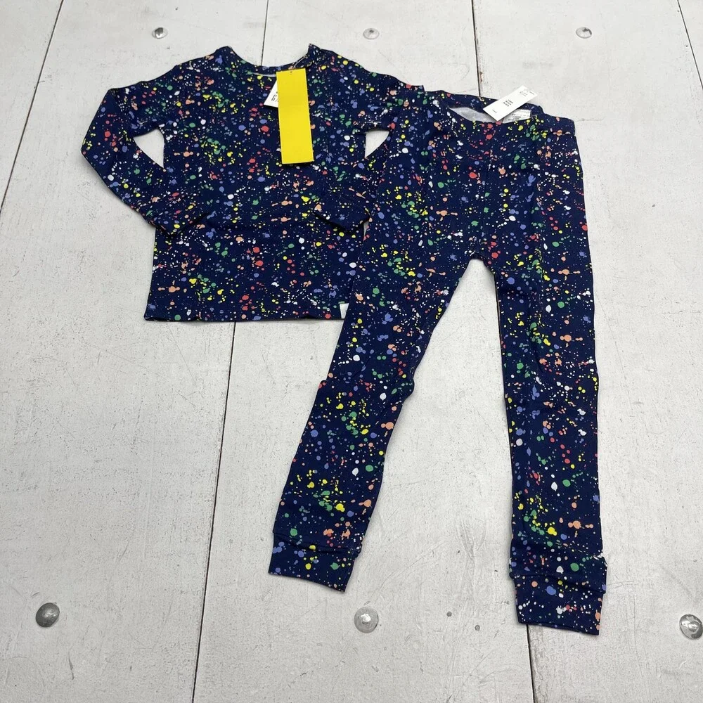 Gap Pajama Set Kids 4 Years Multicolor Paint Splatter Cotton 2 Piece Sleepwear